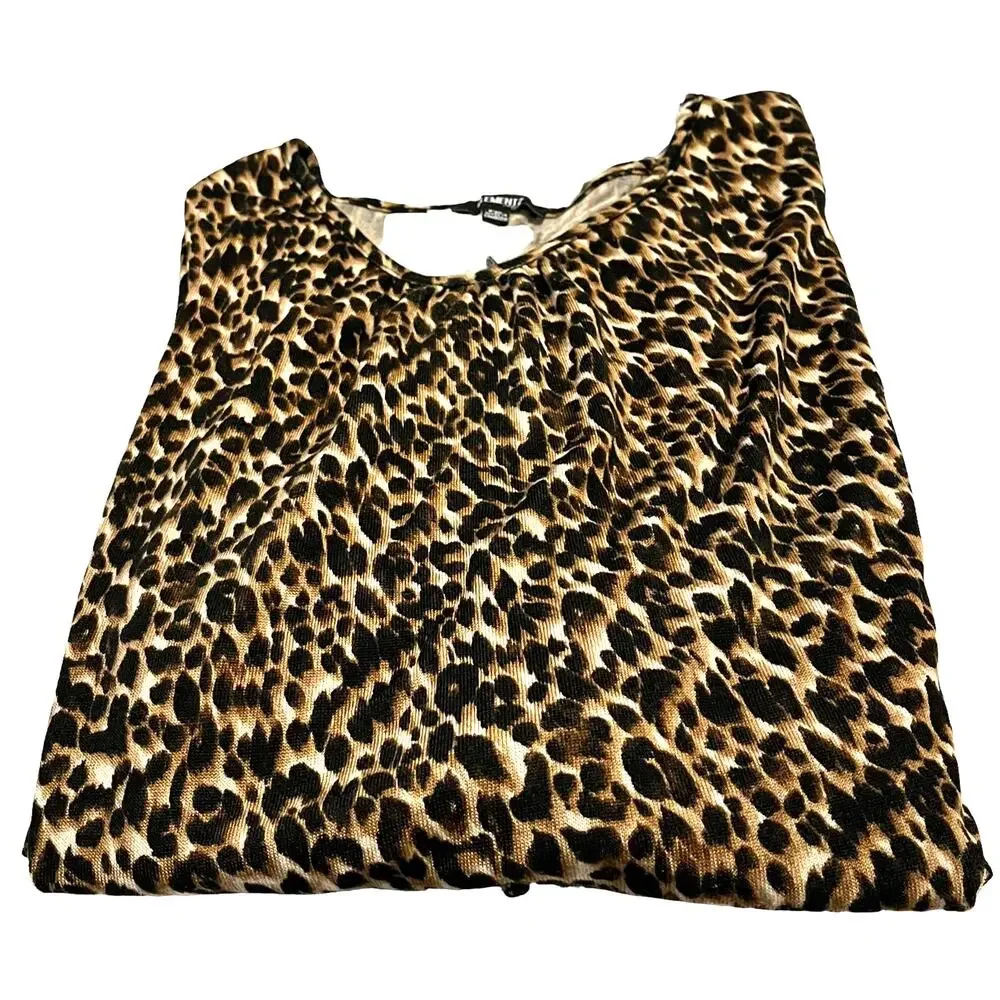 ELEMENTZ DOLMAN SLEEVE, ROUND NECK, TUNIC TOP, WOMENS, PXL, BROWN & TAN ANIMAL - Picture 3 of 11